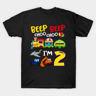 Beep Beep Chooo Chooo I am 2 Birthday Kids T-Shirt